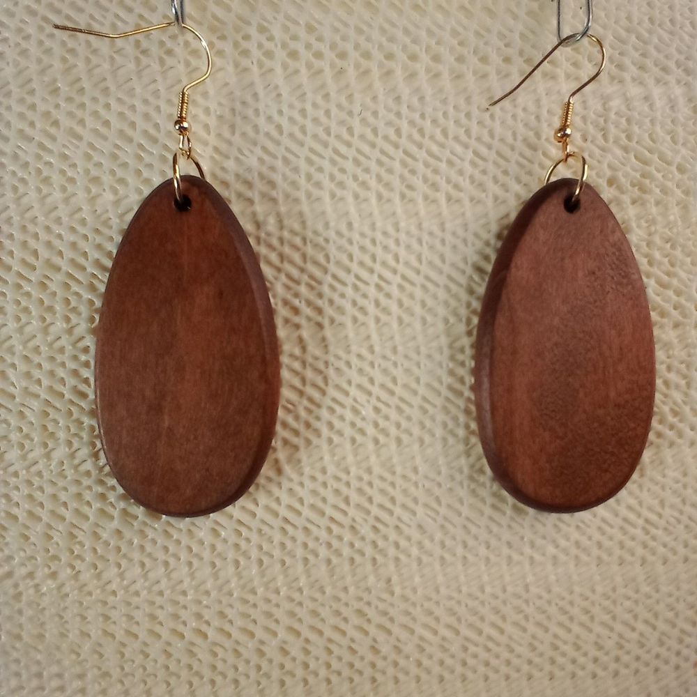 BOHO BROWN WOODEN Bohemian Teardrop 3" Earrings